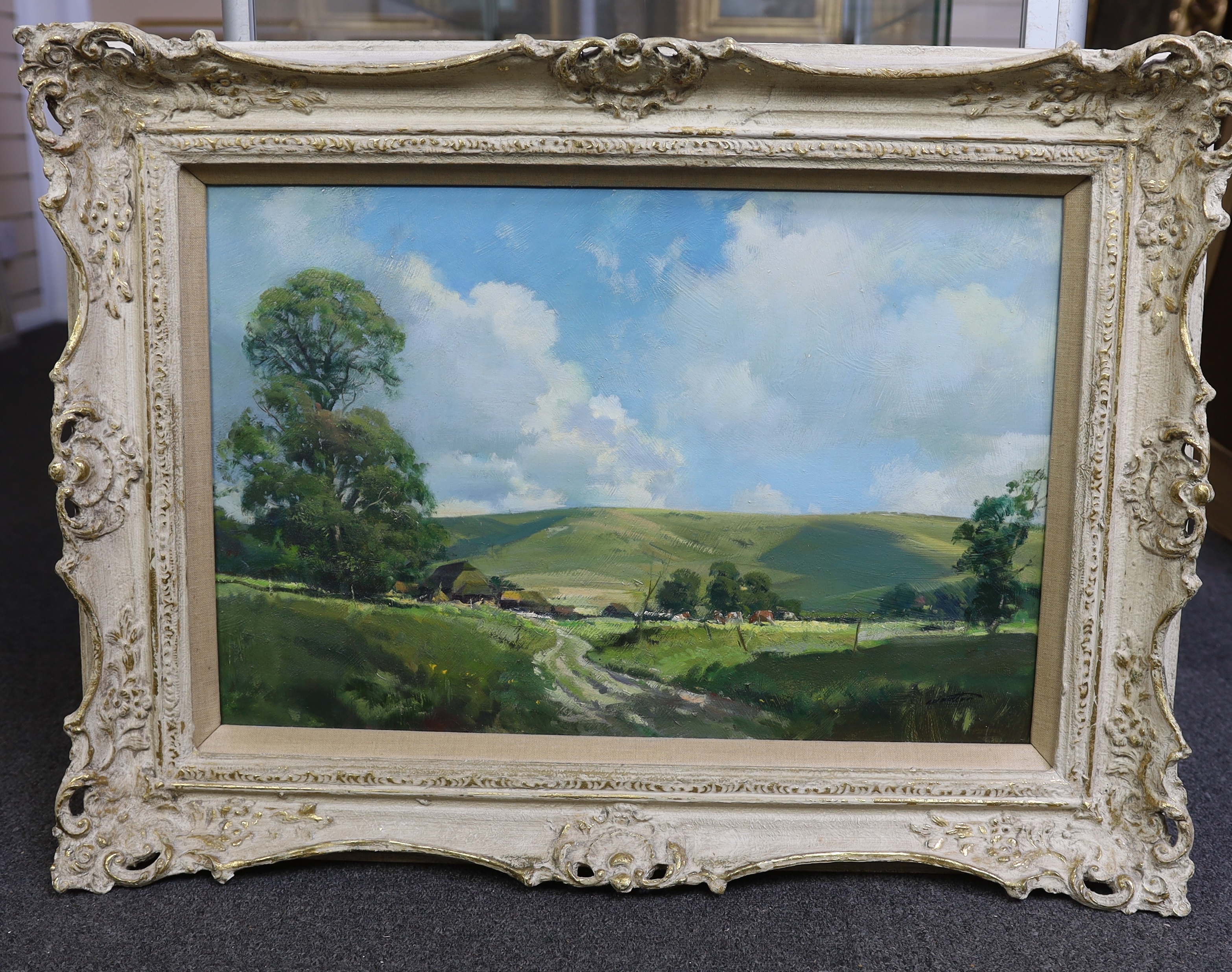 Frank Wootton (English, 1914-1998), ‘Beddingham Hill, near Lewes', oil on board, 39 x 60cm